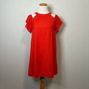 Anthropologie THML Orange Ruffle Sleeve Cutout Dress - XS‎